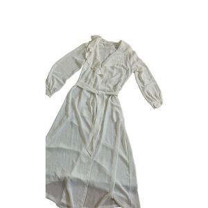 90’ Vintage Victoria's Secret Night Robe Sheer Chiffon  Lace V-neck & Cuff  Size